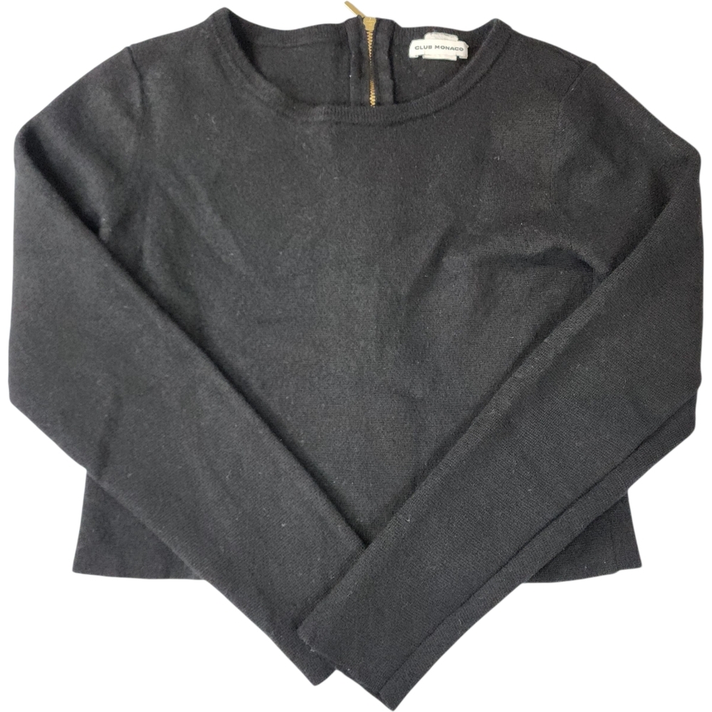 Club Monaco Black 100% Wool Cropped Sweater Size Small